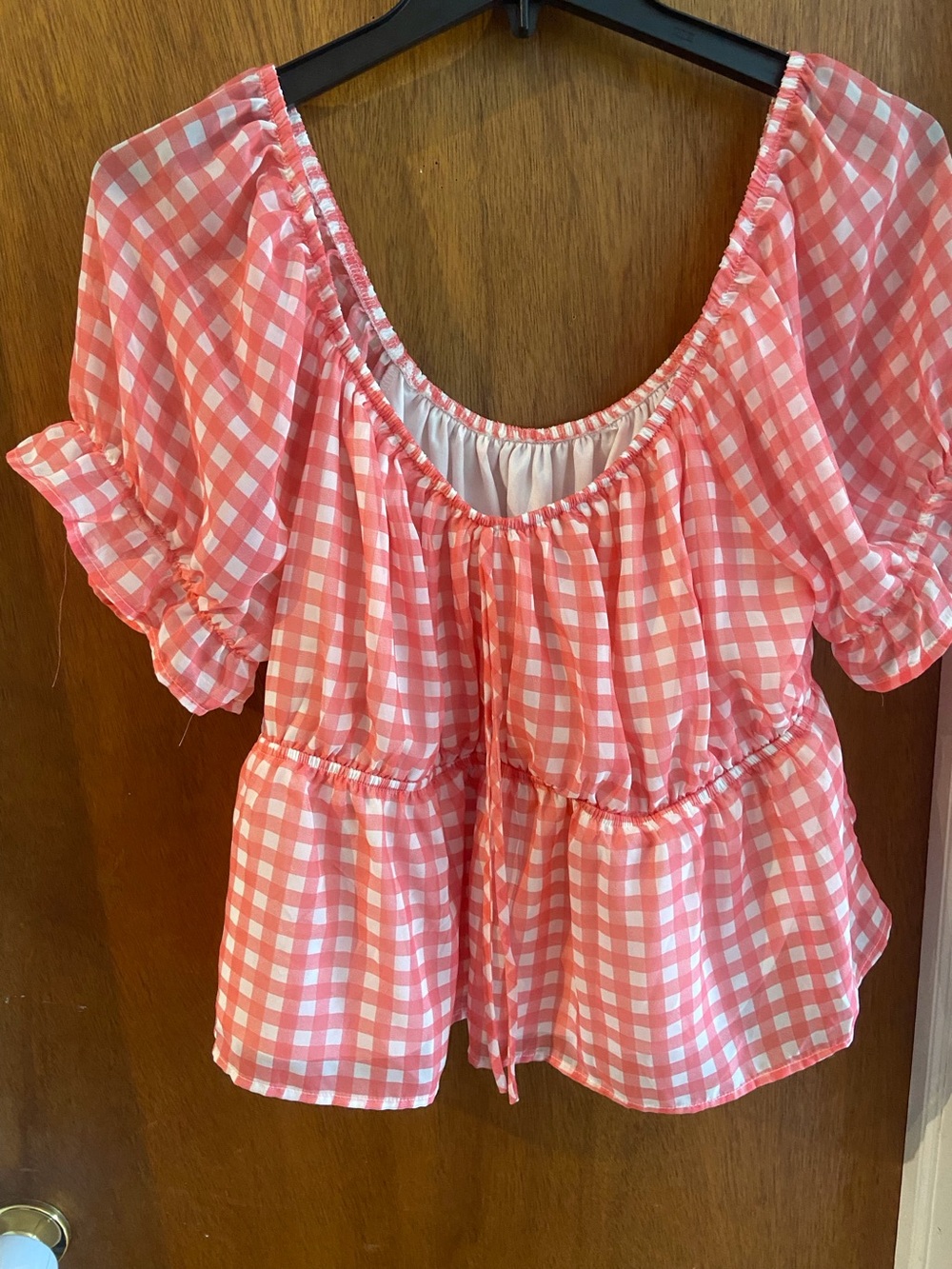 No Boundaries Pink Gingham Peplum Women's Top Size 3X (21)